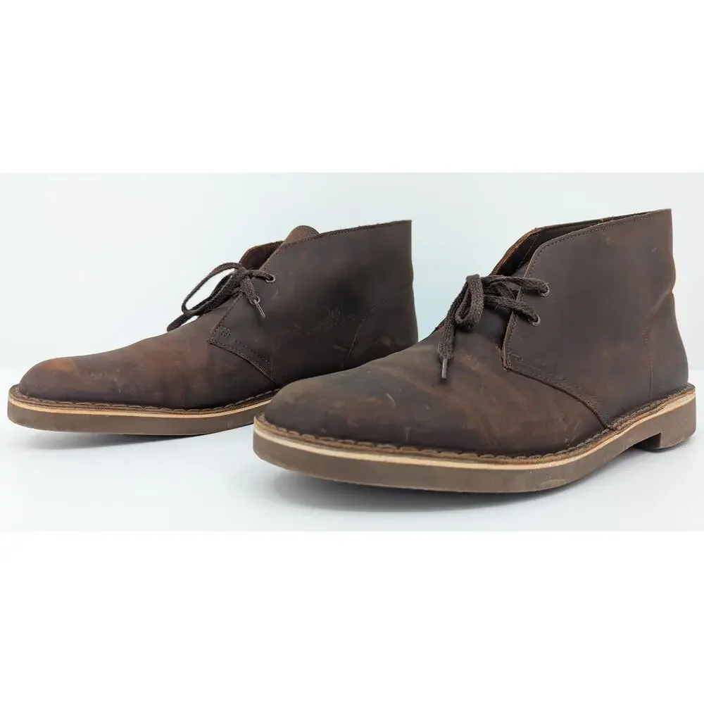 Clarks Desert Boots Mens Size 12 Brown Leather Chukka Shoes Versatile Classic
